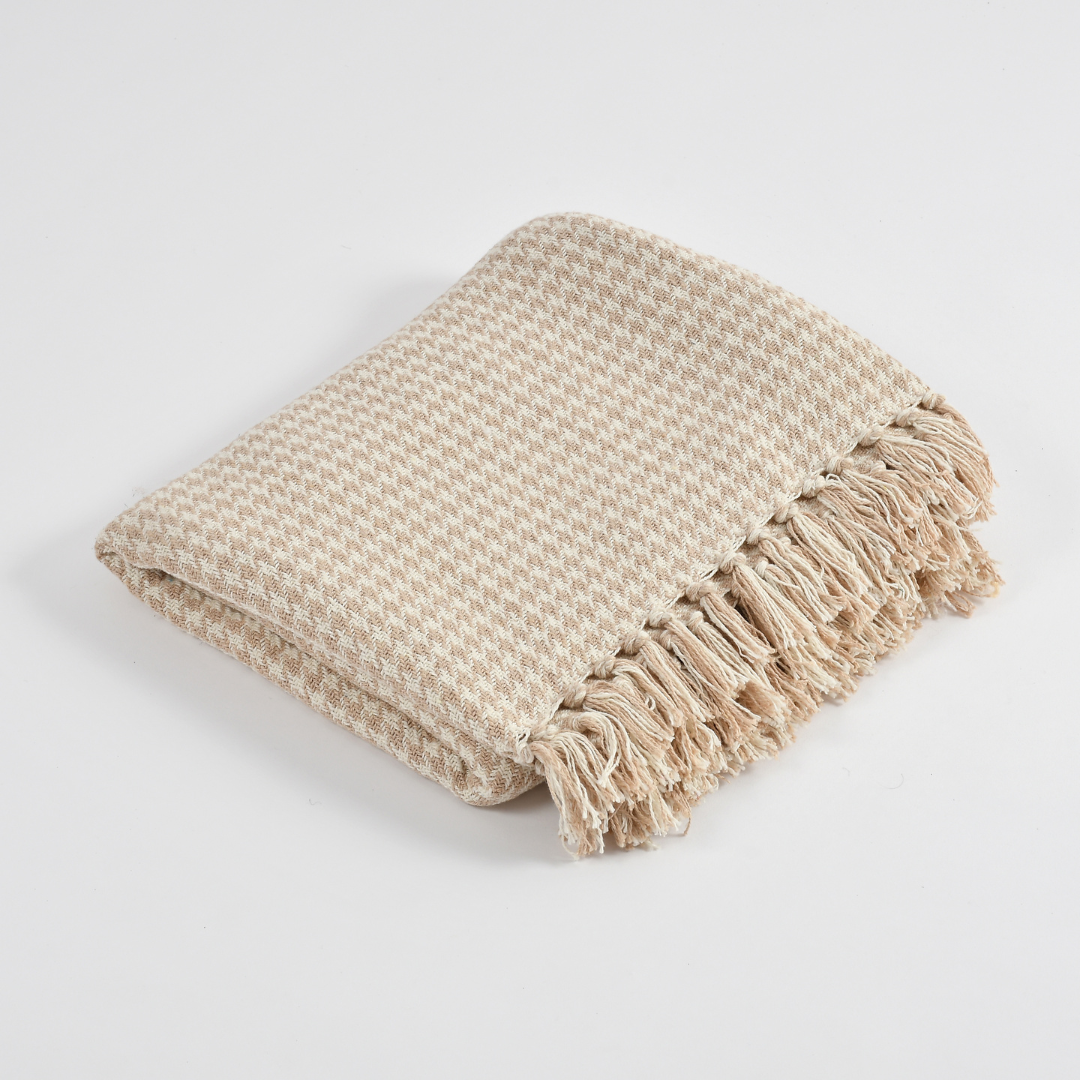 Beige Plaid Throw