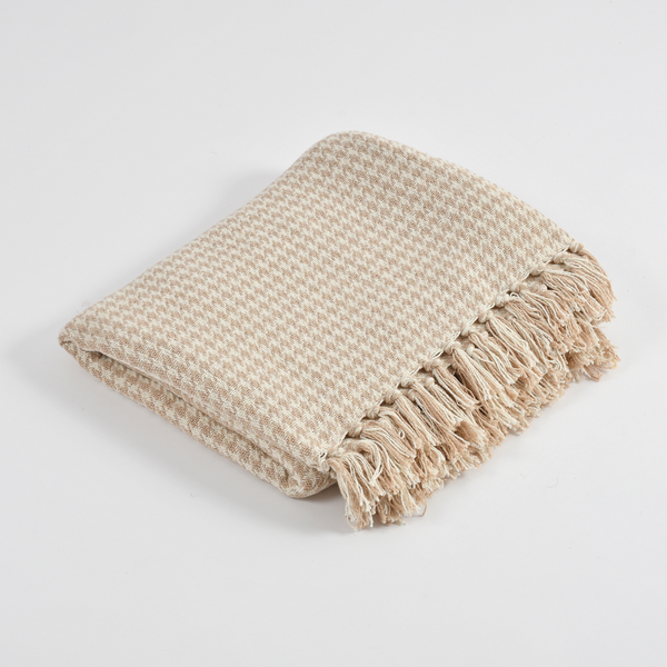 Beige Plaid Throw