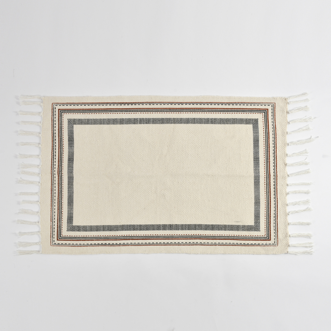 Natural Cotton Rug with Tassels - sashaaworld