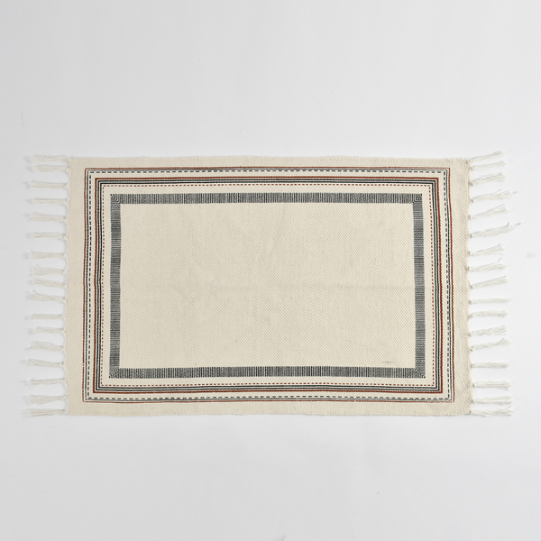 Natural Cotton Rug with Tassels - sashaaworld