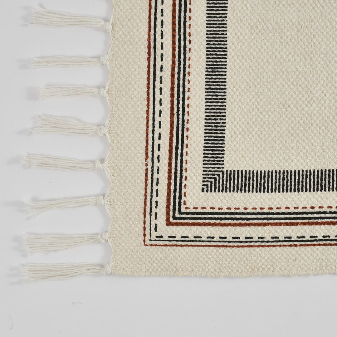 Natural Cotton Rug with Tassels - sashaaworld