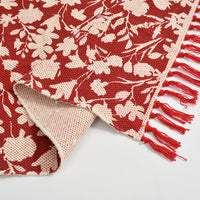 Red and White Nature Floral Print Rug