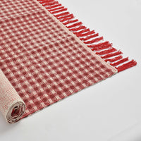 Red and White Plaid Rug