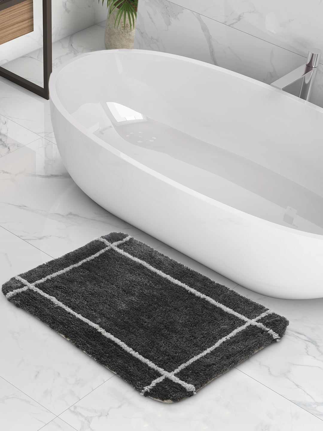 Charcoal Anti- Slip Micro fiber Bathmat Pack of 2