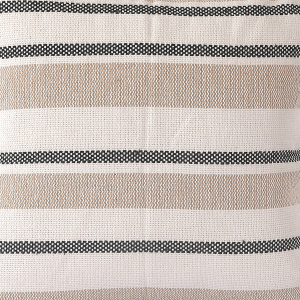 Beige Black Striped Woven Cushion Cover