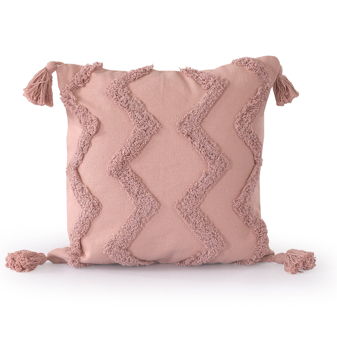 Pillow cover with outlet tassels