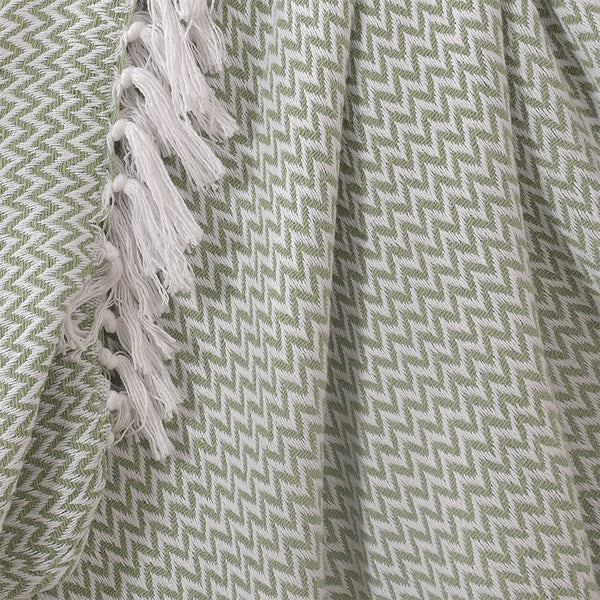 Chevron Delight Green Ivory Versatile Cotton Throw