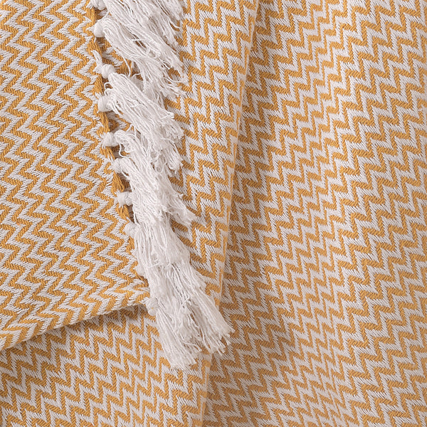 Chevron Delight Yellow Ivory Versatile Cotton Throw