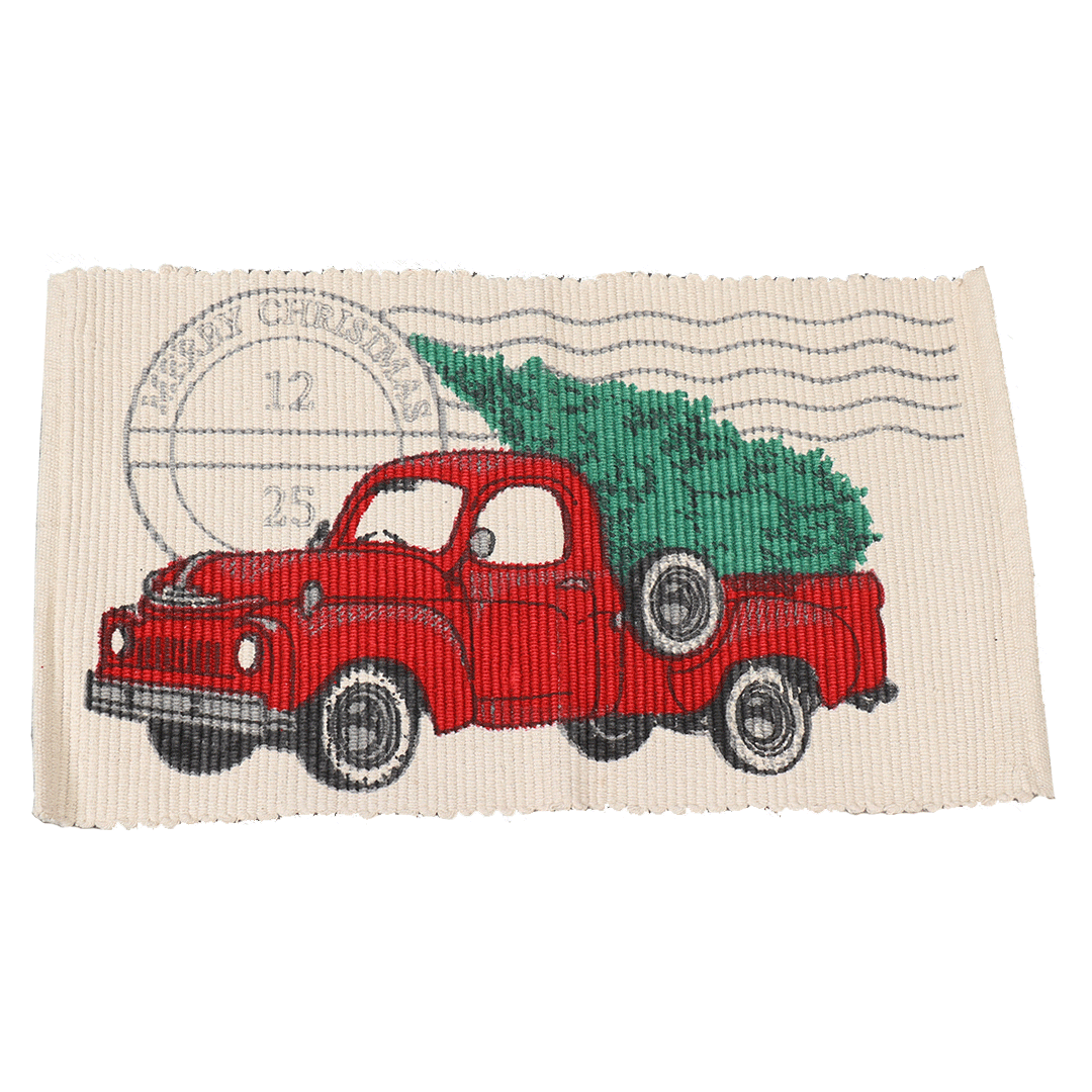 Red Truck Christmas Tree Rug -  sashaaworld 