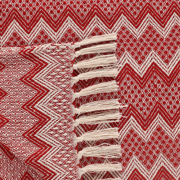 Red & White Chevron Throw- sashaaworld