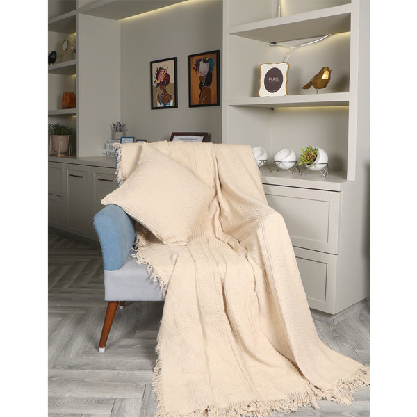 Neutral Cotton Throw- Sashaaworld