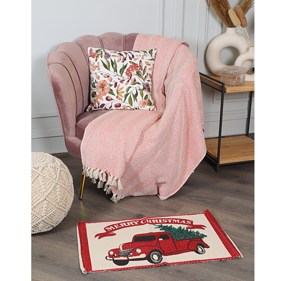 Red Truck with Christmas Tree Rug