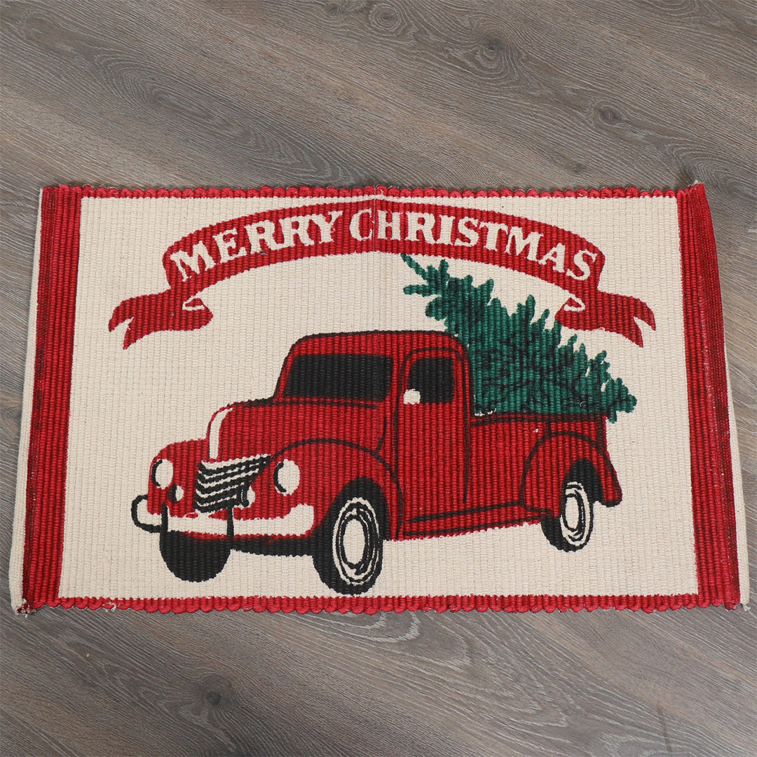 Red Truck with Christmas Tree Rug