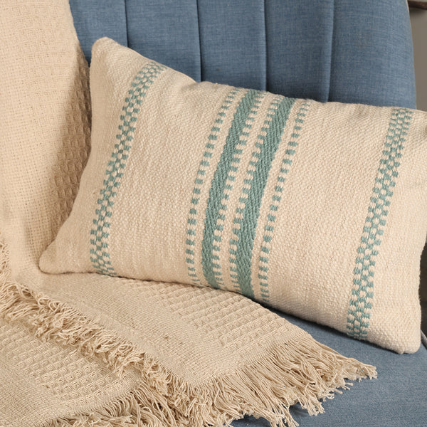 Blue-Striped Lumbar Cushion- Sashaa World