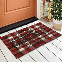 Merry Christmas Plaid Red Check Rug- Sashaaworld