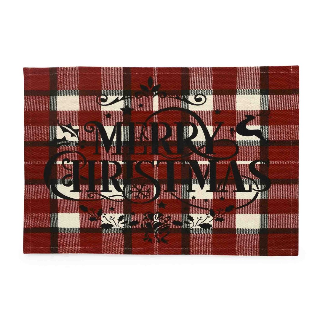 Merry Christmas Plaid Red Check Rug- Sashaaworld