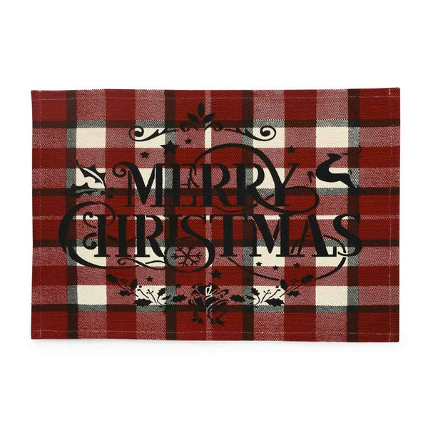 Merry Christmas Plaid Red Check Rug- Sashaaworld