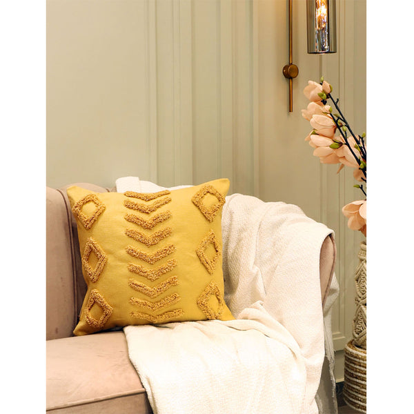 Mustard Tufted Cushion Cover- Sashaaworld