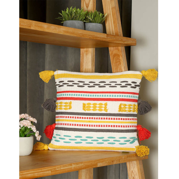 Handwoven Multi Tassel Cushion Cover - Sashaa World